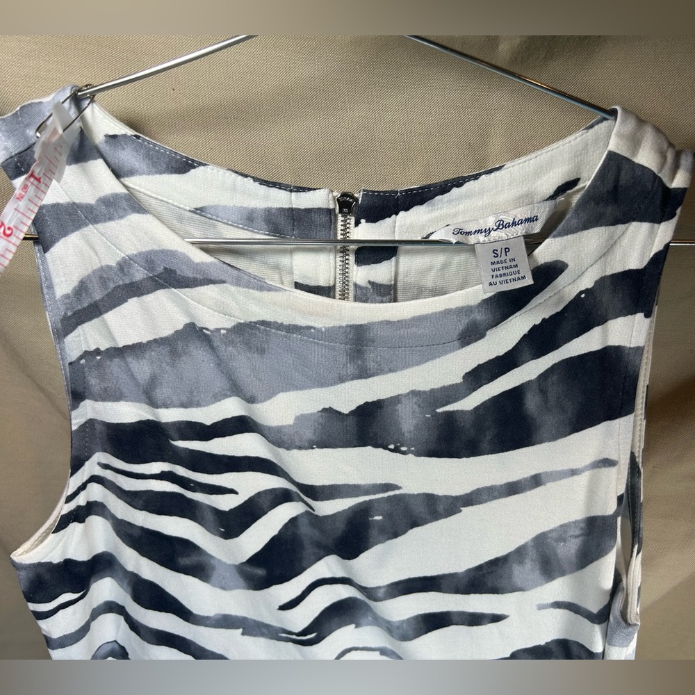 Tommy Bahama Blue and White Zebra Striped Dress